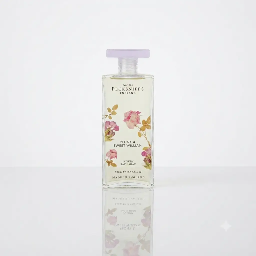 Pecksniff's Pecksniffs Peony Bath Soak Glass 500ml with Sweet William Essence - Bath Salts & Soaks Bath Soak