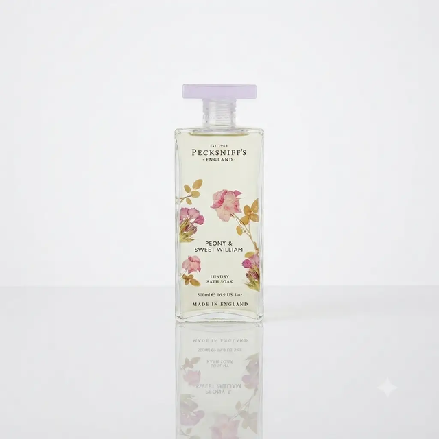 Pecksniff's Pecksniffs Peony Bath Soak Glass 500ml with Sweet William Essence - Bath Salts & Soaks Bath Soak