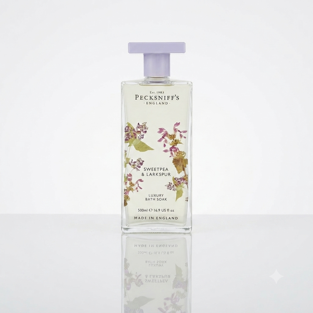 Pecksniffs Sweetpea & Larkspur Bath Soak Glass 500ml