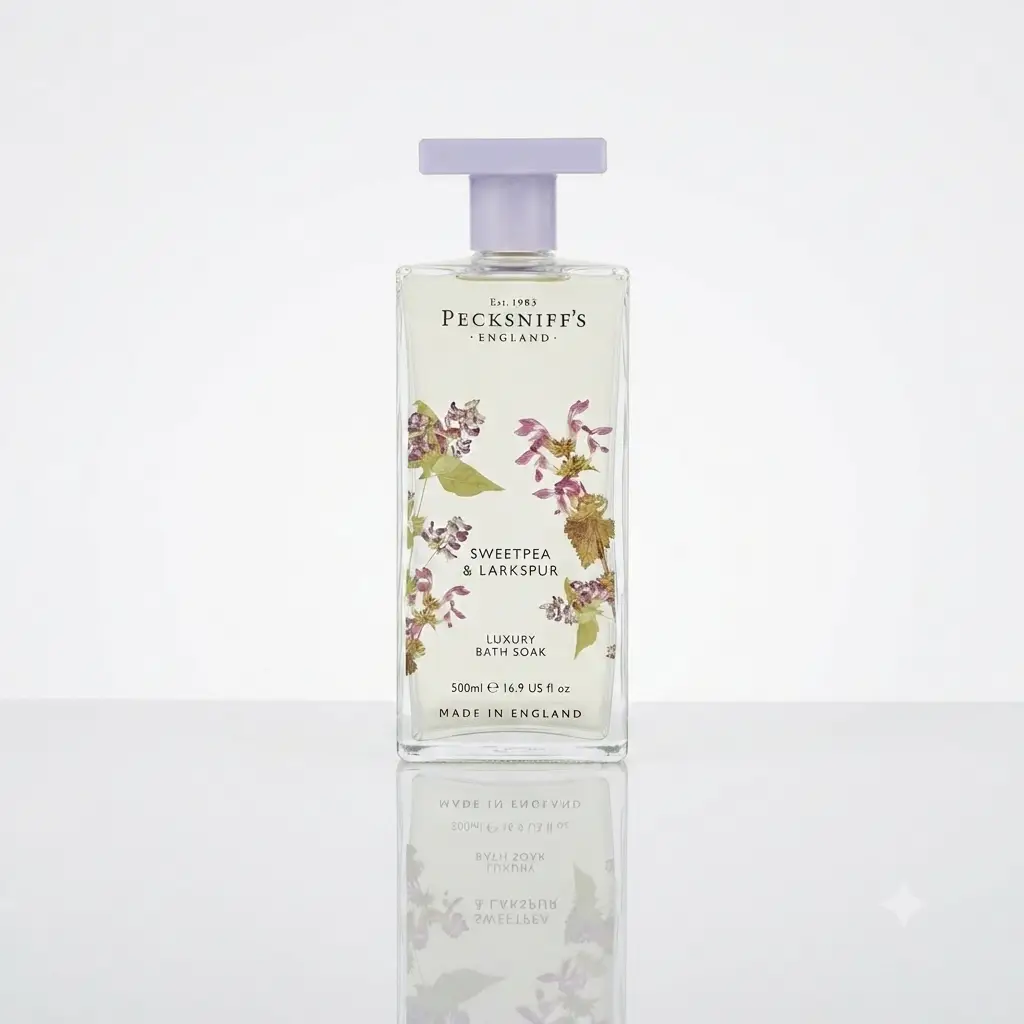 Pecksniff's Pecksniffs Sweetpea & Larkspur Bath Soak Glass 500ml - Bath Salts & Soaks Bath Soak