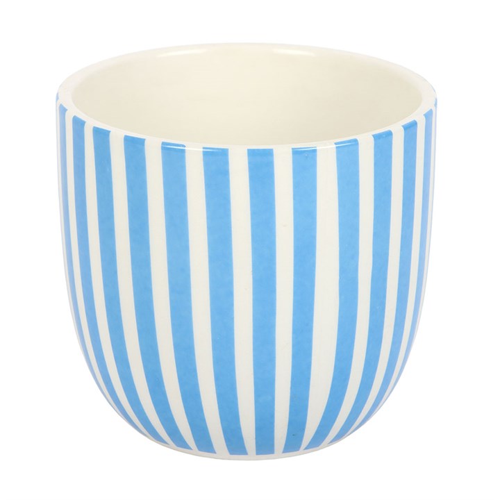 Charming Blue Striped Plant Pot for Your Coastal Decor