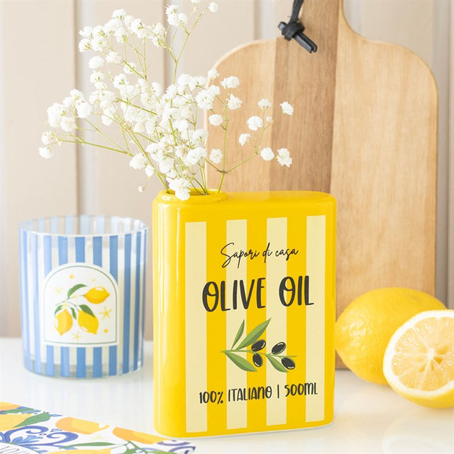 Charming Ceramic Olive Oil Flower Vase for Rustic Elegance