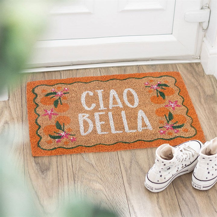 Brighten Up Your Entryway with the Orange Ciao Bella Doormat