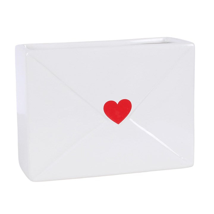 Ceramic Envelope Flower Vase with Heart Design - A Playful Touch for Any Occasion