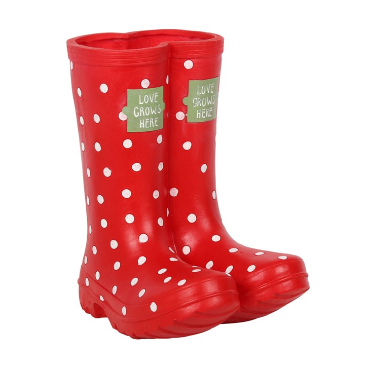 Charming Red Polka Dot Wellington Boot Planter to Brighten Your Space