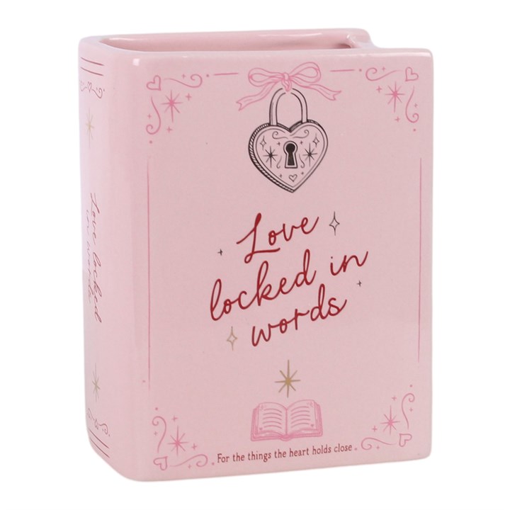 Love Locked in Words - Book Shaped Flower Vase for Romantic Decor