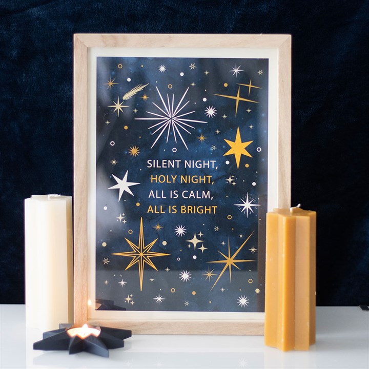 Silent Night Framed Wall Art Print – A Starry Christmas Accent