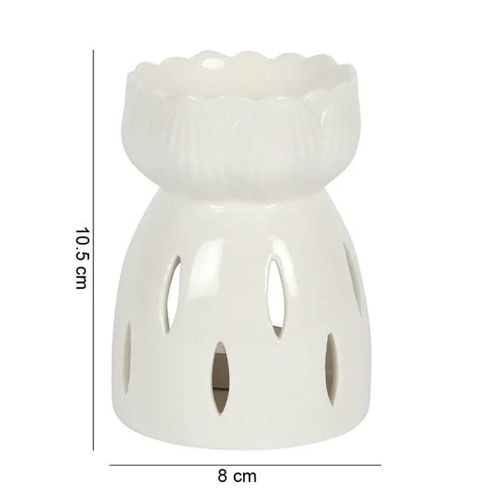 N/A White Gloss Lotus Flower Oil Burner -