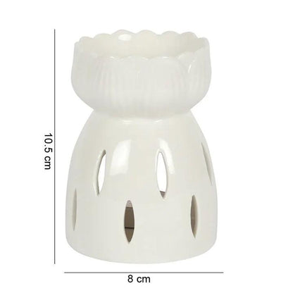 N/A White Gloss Lotus Flower Oil Burner -
