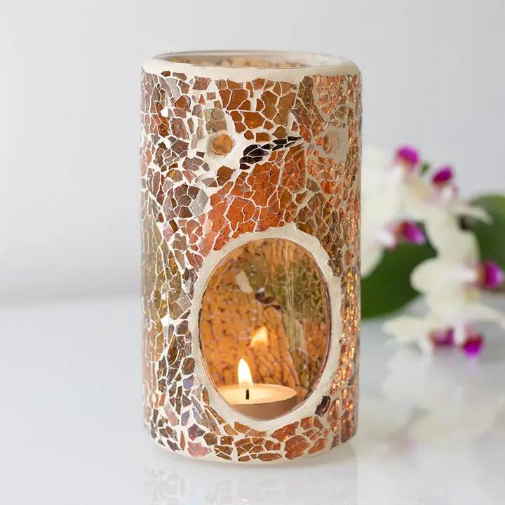 N/A Pillar Brown Crackle Oil Burner and Wax Warmer -