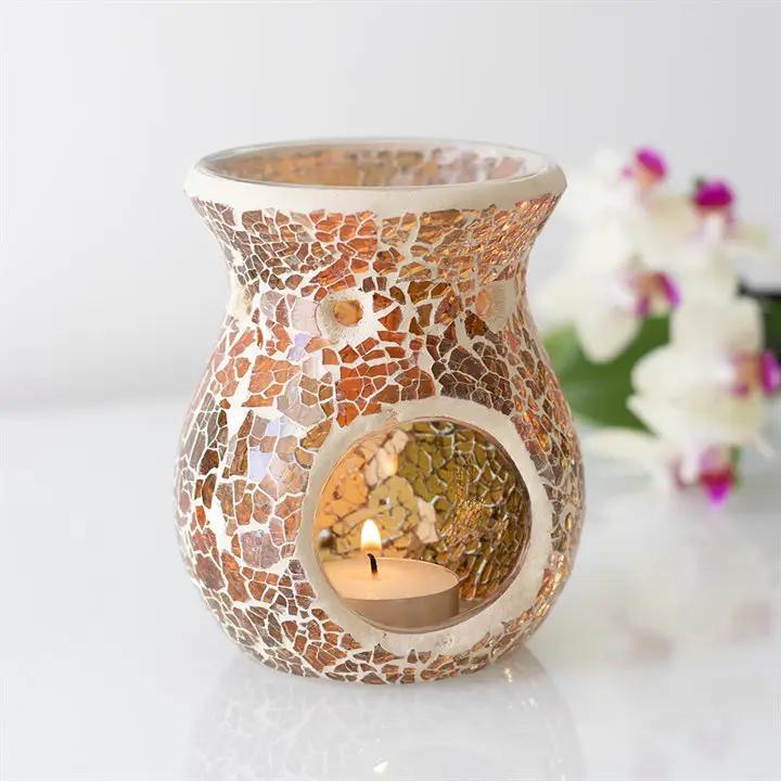 N/A Small Brown Crackle Oil Burner and Wax Warmer -