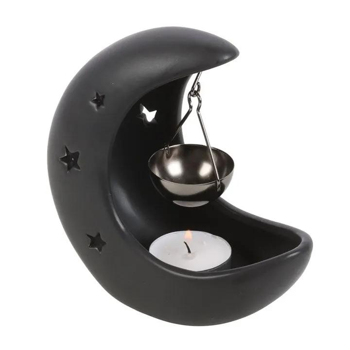N/A Black Crescent Moon Hanging Oil Burner -