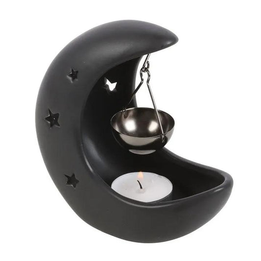 N/A Black Crescent Moon Hanging Oil Burner -