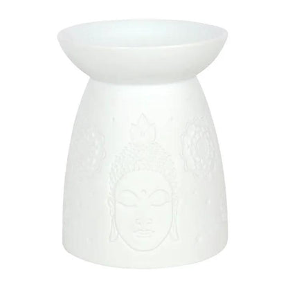 N/A White Ceramic Buddha Face Oil Burner and Wax Warmer -