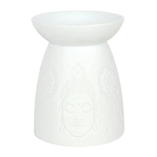 N/A White Ceramic Buddha Face Oil Burner and Wax Warmer -