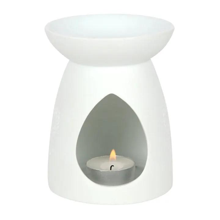 N/A White Ceramic Buddha Face Oil Burner and Wax Warmer -