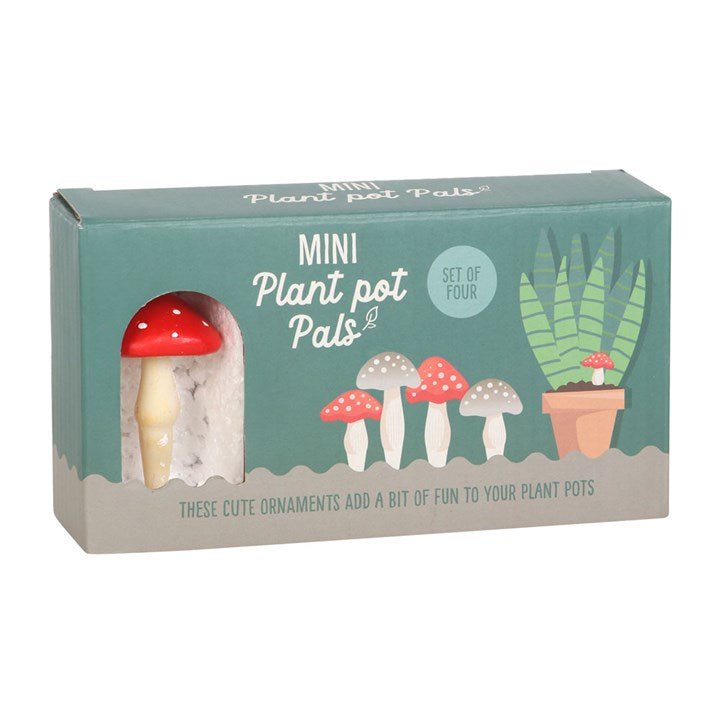 Mini Mushroom Plant Pot Decorations – Set of 4 Toadstool Pals
