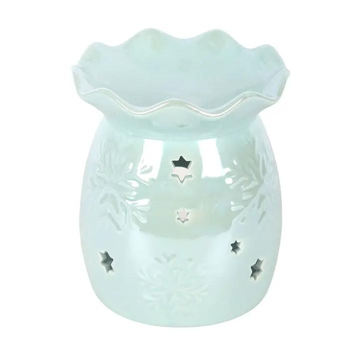 N/A Iridescent Blue Snowflake Oil Burner and Wax Warmer -