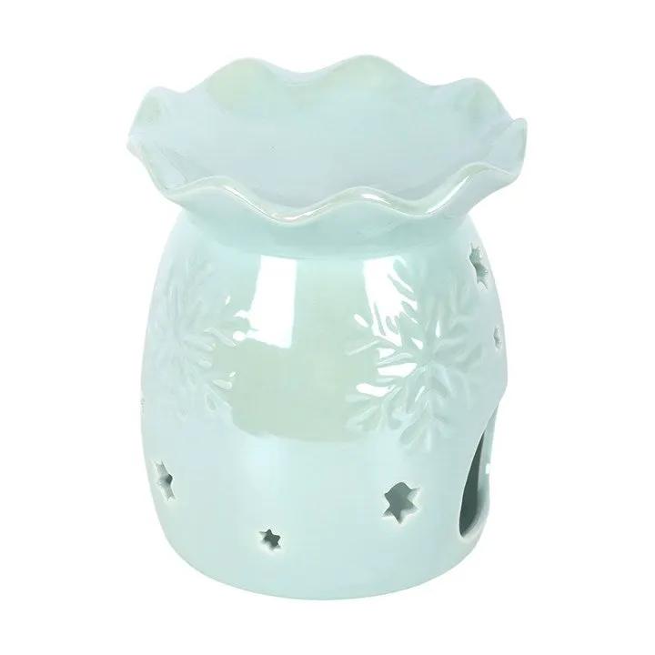 N/A Iridescent Blue Snowflake Oil Burner and Wax Warmer -