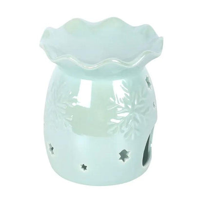 N/A Iridescent Blue Snowflake Oil Burner and Wax Warmer -