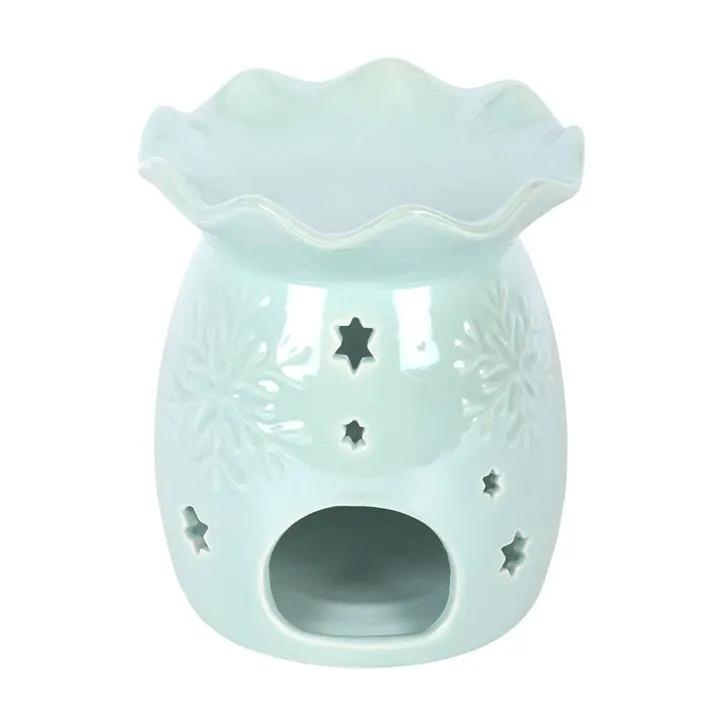 N/A Iridescent Blue Snowflake Oil Burner and Wax Warmer -