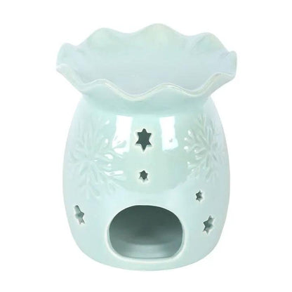 N/A Iridescent Blue Snowflake Oil Burner and Wax Warmer -
