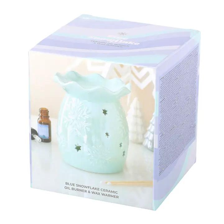 N/A Iridescent Blue Snowflake Oil Burner and Wax Warmer -
