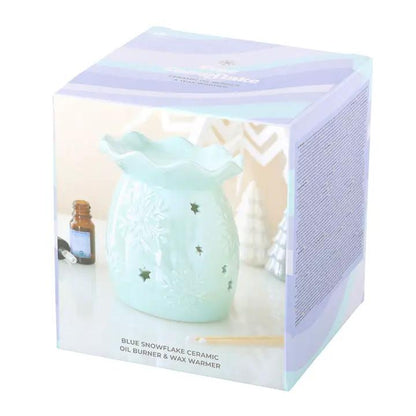 N/A Iridescent Blue Snowflake Oil Burner and Wax Warmer -