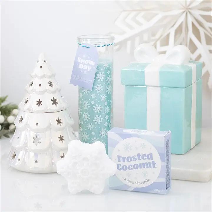 N/A Iridescent Blue Snowflake Oil Burner and Wax Warmer -