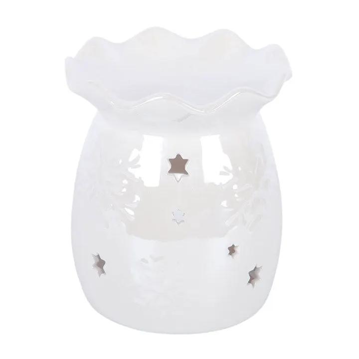 N/A Iridescent White Snowflake Oil Burner and Wax Warmer -