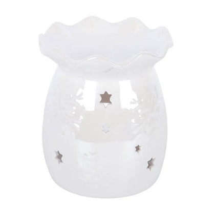N/A Iridescent White Snowflake Oil Burner and Wax Warmer -