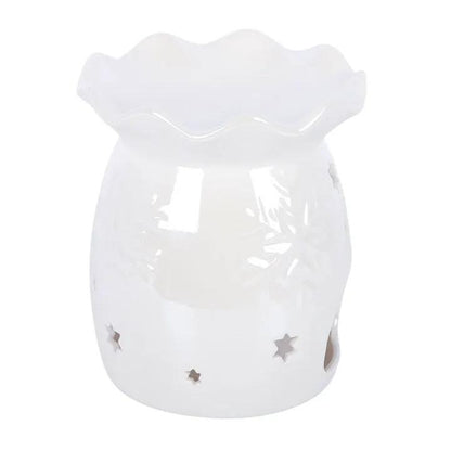 N/A Iridescent White Snowflake Oil Burner and Wax Warmer -
