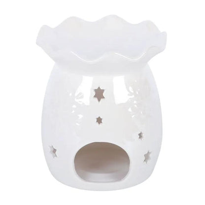 N/A Iridescent White Snowflake Oil Burner and Wax Warmer -
