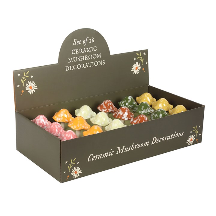 Charming Set of 18 Ceramic Mushroom Decorations for Enchanting Displays