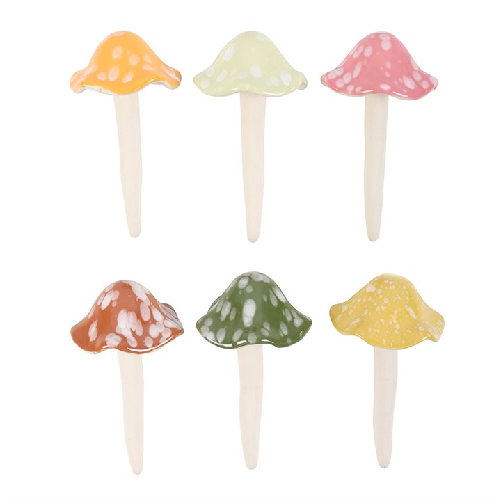 Charming Set of 18 Ceramic Mushroom Decorations for Enchanting Displays