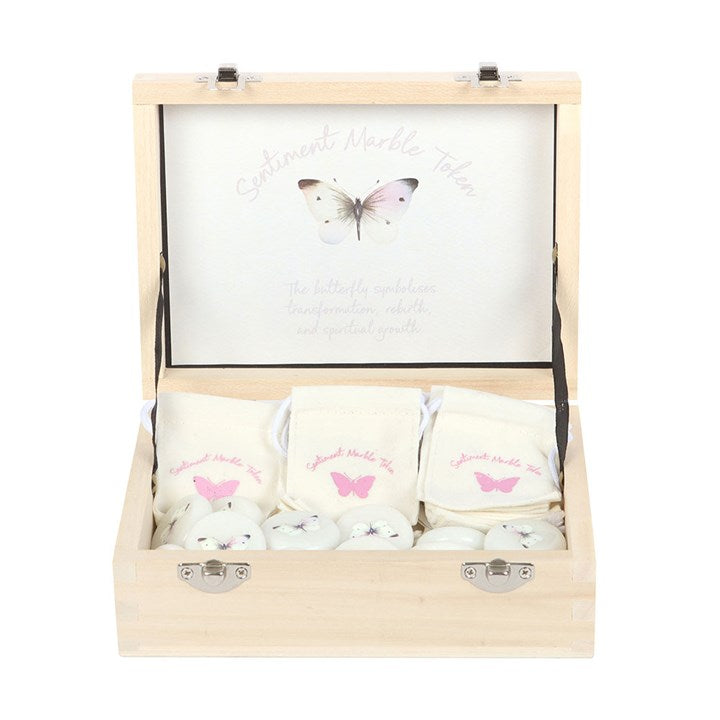 Box of 24 Marble Butterfly Keepsake Tokens in a Bag