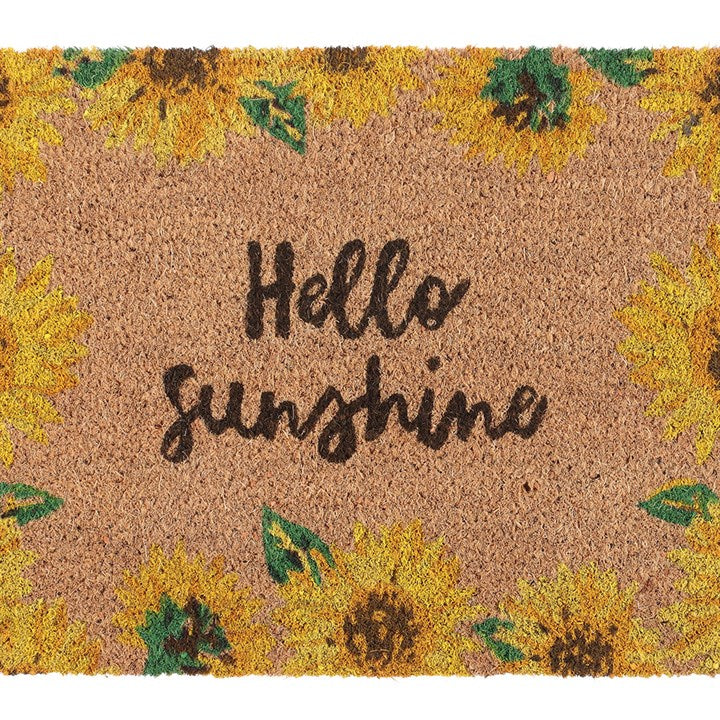 Hello Sunshine Sunflower Doormat - Brighten Your Entryway with Cheerful Charm