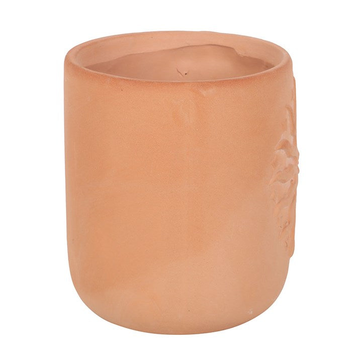 Charming Bohemian Terracotta Plant Pot with Embossed Sun Design