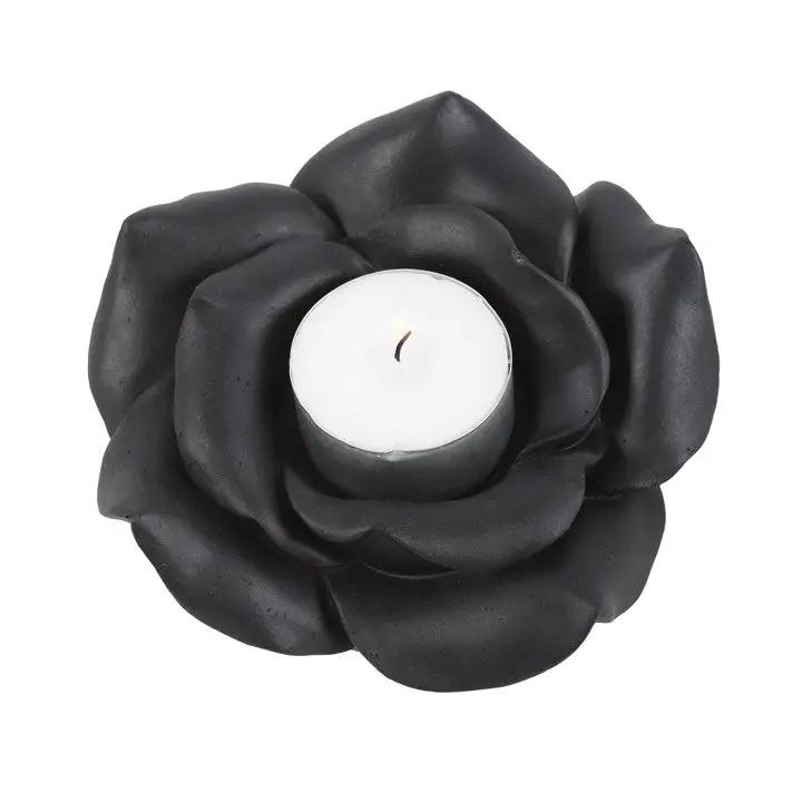 N/A Black Rose Resin Tealight Candle Holder -