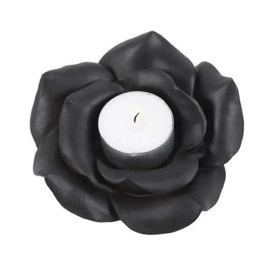 N/A Black Rose Resin Tealight Candle Holder -