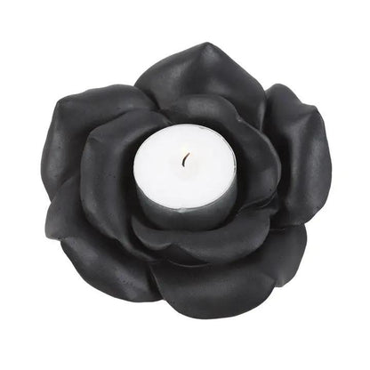 N/A Black Rose Resin Tealight Candle Holder -
