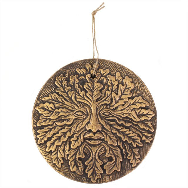 Green Man Terracotta Plaque – Bronze Effect Wall Decor