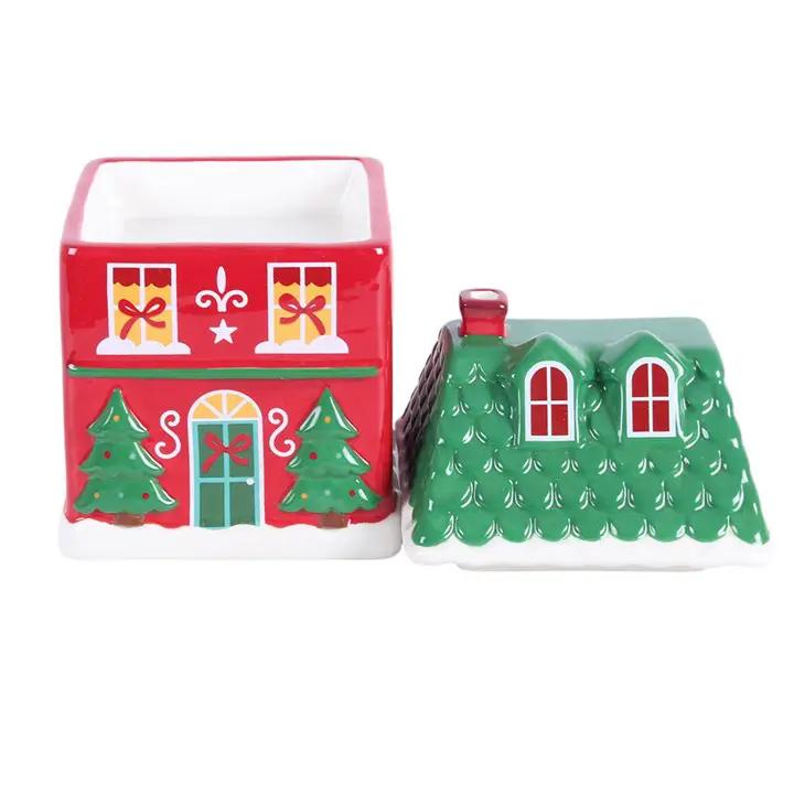 N/A Red Christmas House Oil Burner -