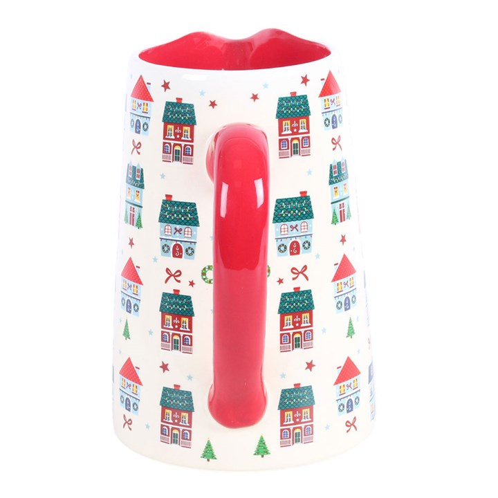 Charming Christmas Flower Jug with Festive Village Design