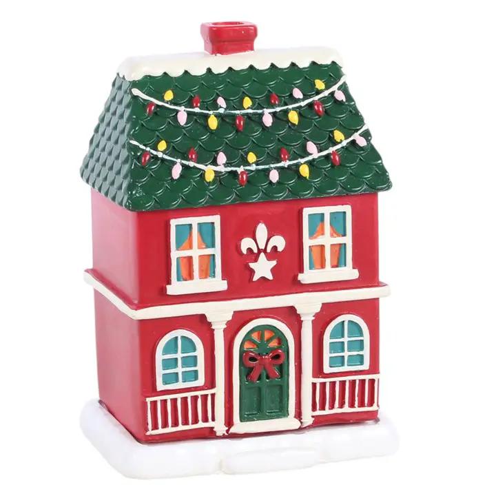 N/A Red Christmas House Incense Cone Burner -
