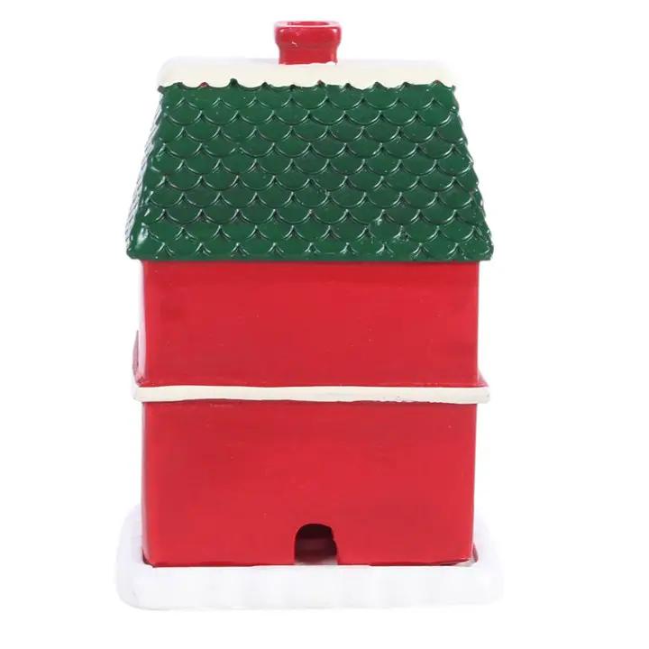 N/A Red Christmas House Incense Cone Burner -