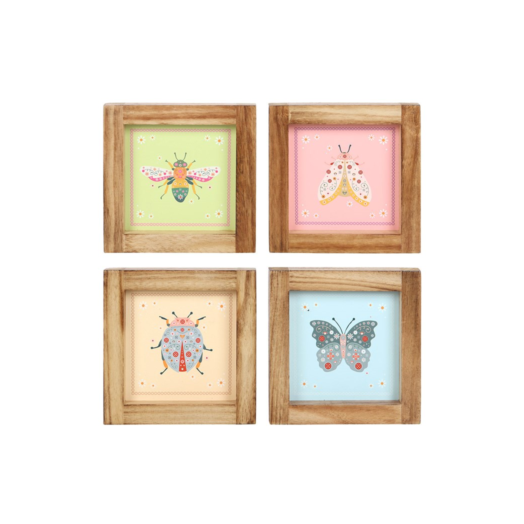 Floral Bug Wall Art – Set of 4 Framed Prints