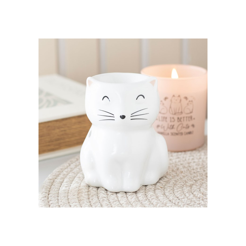 N/A White Happy Cat Oil Burner -