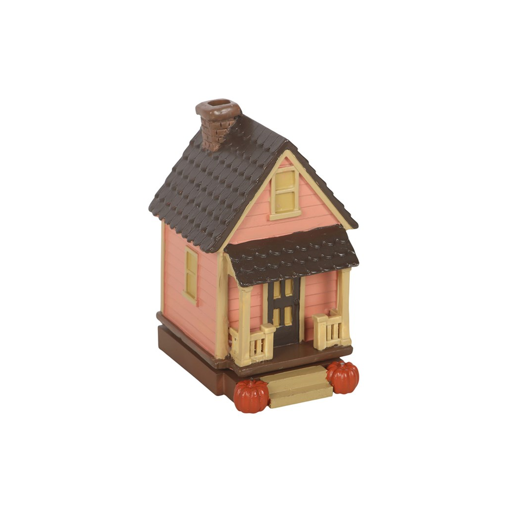 N/A Pink House Incense Cone Burner with Pumpkins -