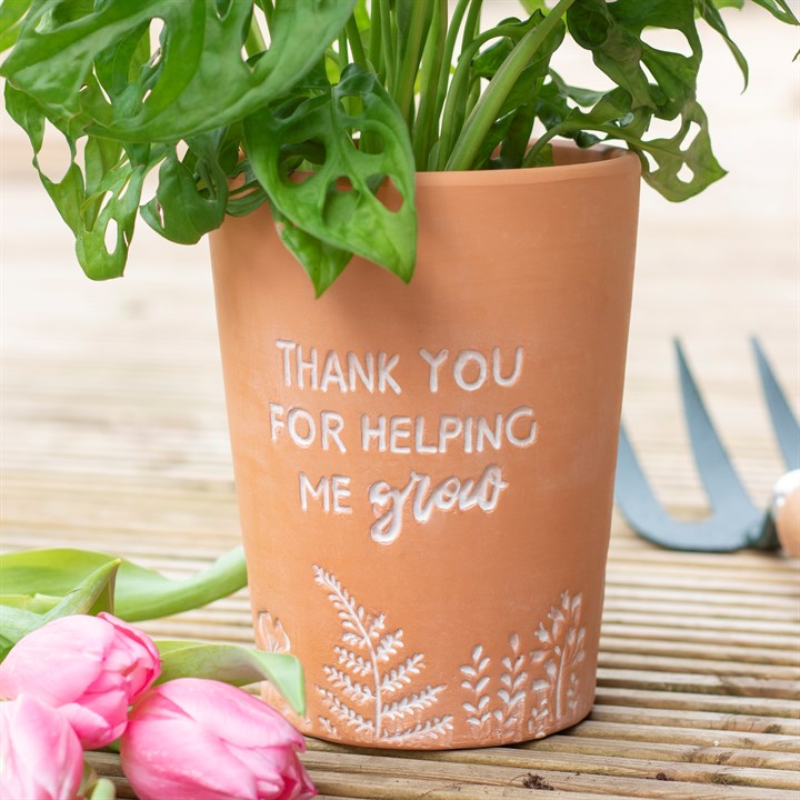 Thank You for Helping Me Grow - Charming Terracotta Plant Pot for Your Greenery